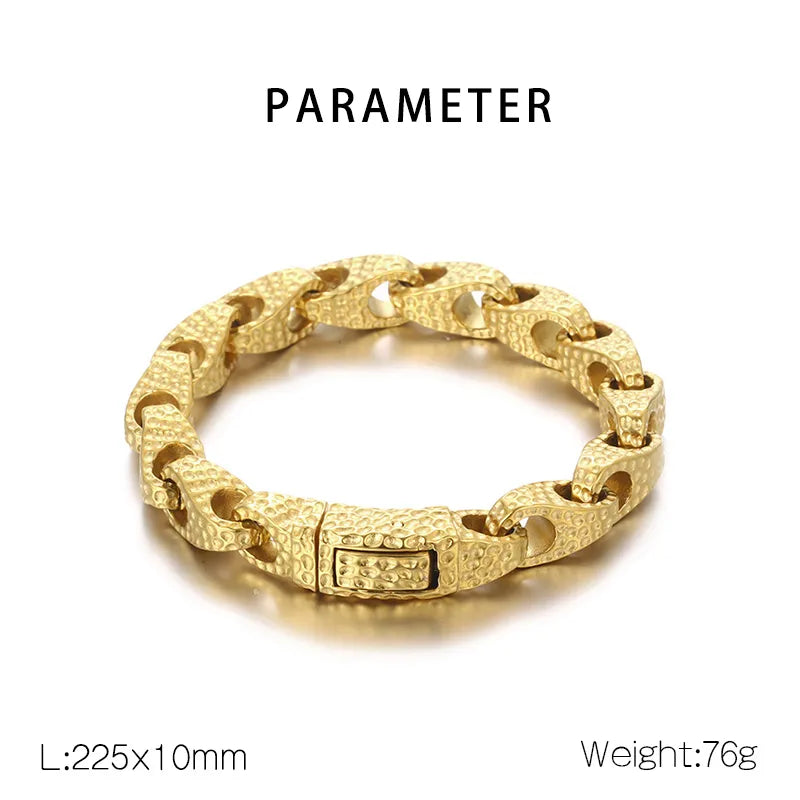 Hip-Hop Geometric 304 Stainless Steel 18K Gold Plated Men'S Bracelets