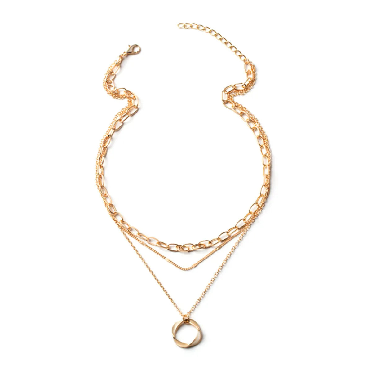 Hip-Hop Geometric Alloy Plating Women'S Layered Necklaces