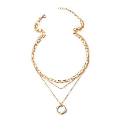 Hip-Hop Geometric Alloy Plating Women'S Layered Necklaces