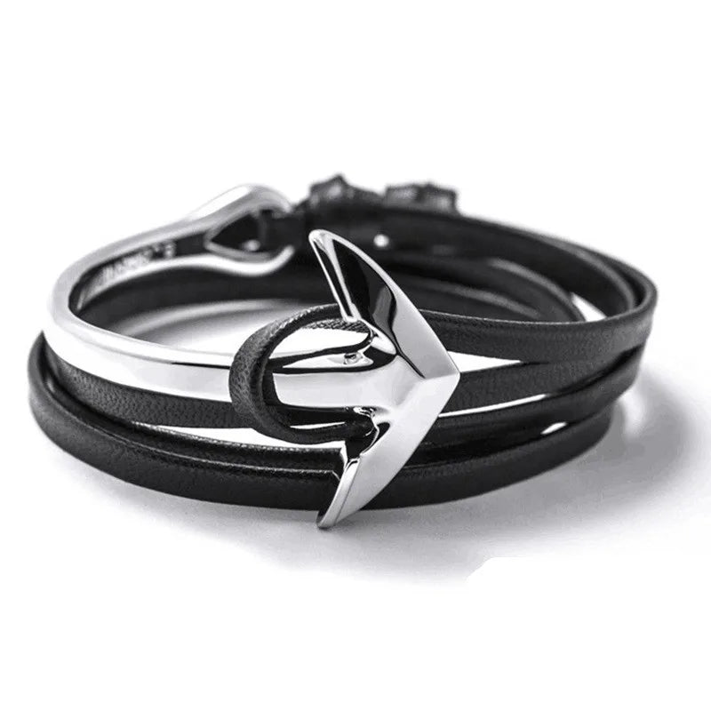 Hip-Hop Geometric Arrow Pu Leather Alloy Men'S Bangle