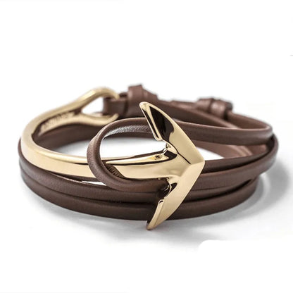 Hip-Hop Geometric Arrow Pu Leather Alloy Men'S Bangle