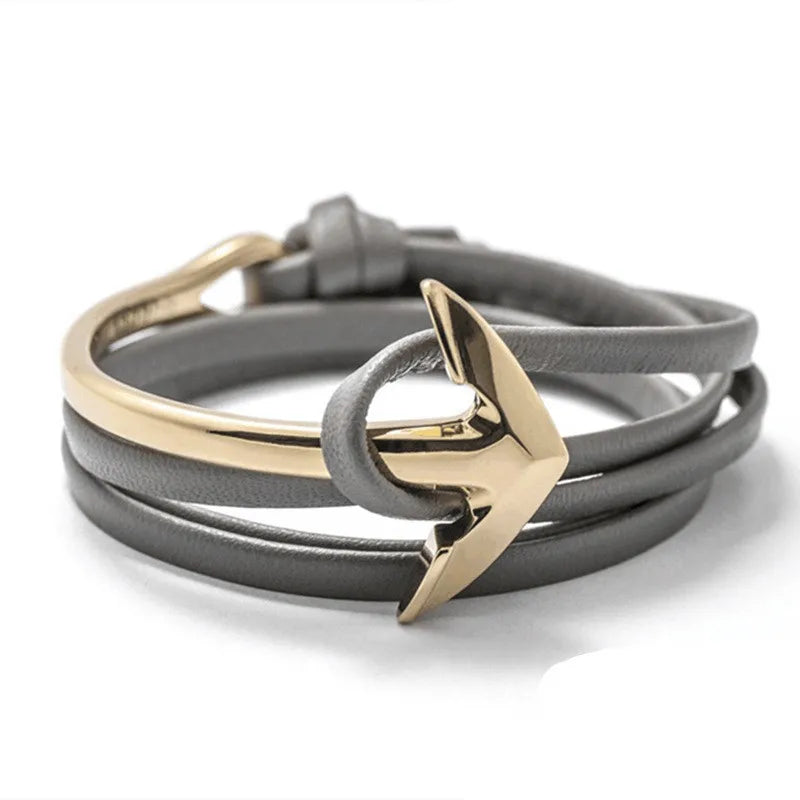 Hip-Hop Geometric Arrow Pu Leather Alloy Men'S Bangle