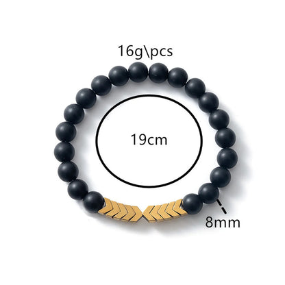 Hip-Hop Geometric Color Block Alloy Blackstone Beaded Unisex Bracelets