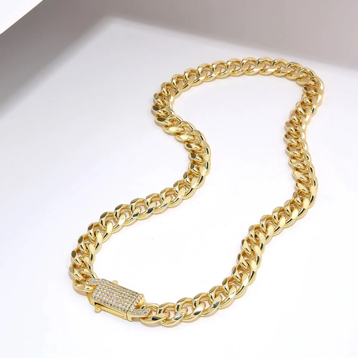 Hip-hop Geometric Copper Gold Plated Zircon Necklace In Bulk