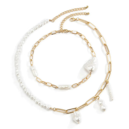 Hip-Hop Geometric Imitation Pearl Alloy Wholesale Necklace