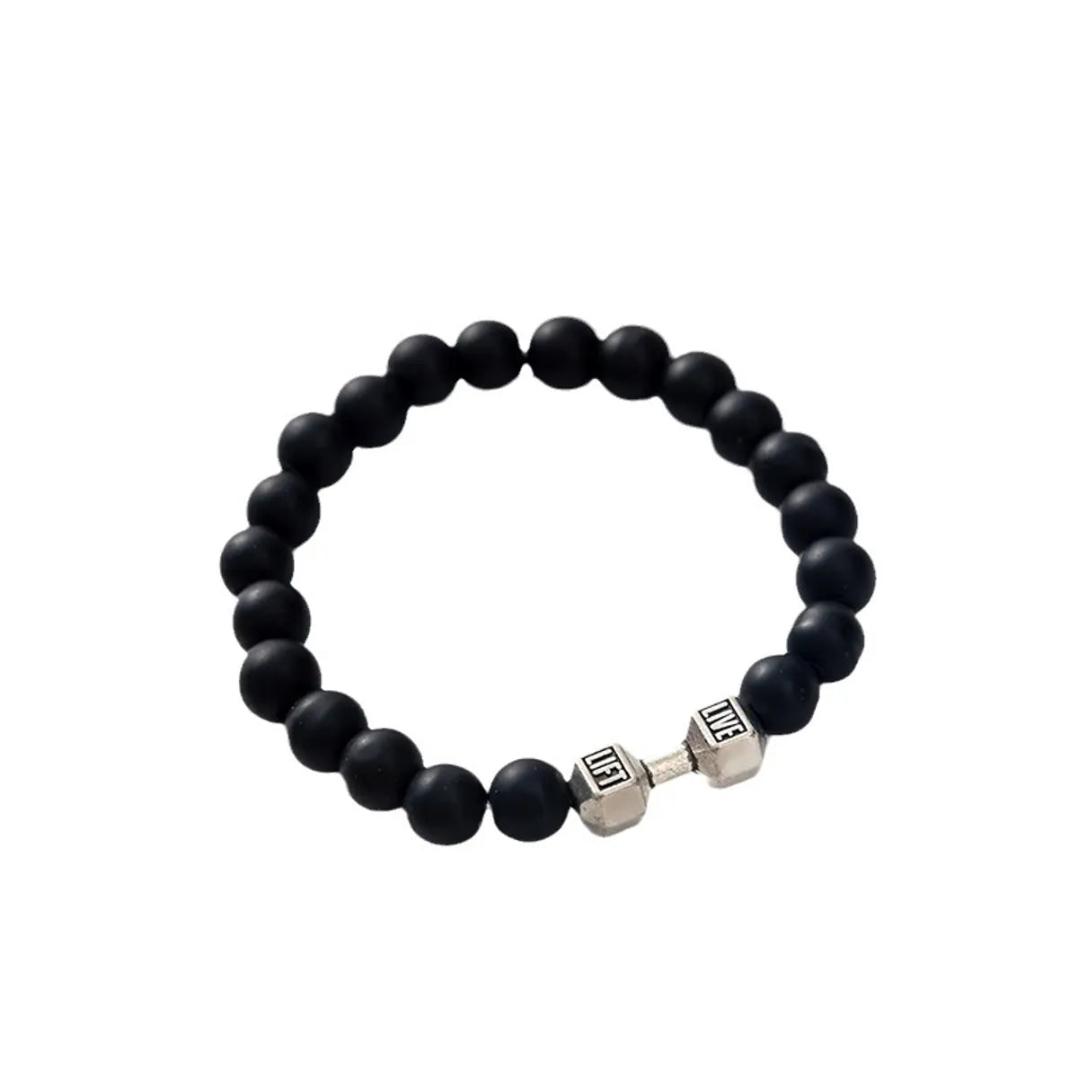 Hip-Hop Geometric Letter Alloy Volcanic Rock Unisex Bracelets