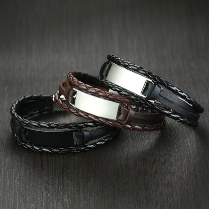 Hip-Hop Geometric Pu Leather Alloy Men'S Bracelets 1 Piece