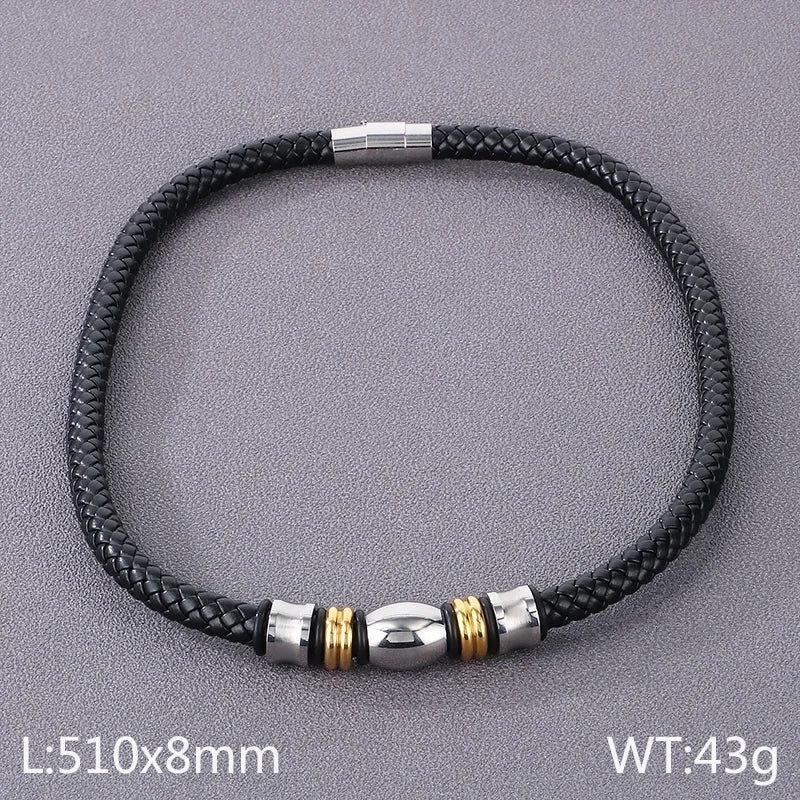 Hip-Hop Geometric Pu Leather Men'S Bracelets Necklace