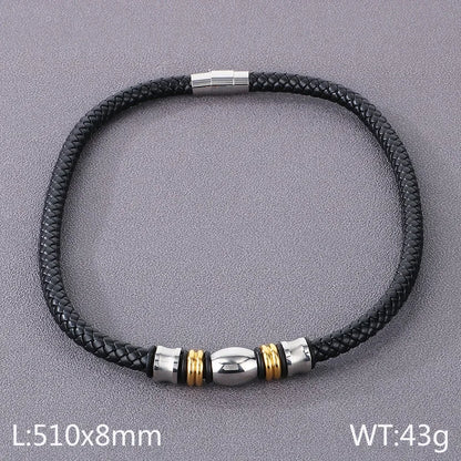 Hip-Hop Geometric Pu Leather Men'S Bracelets Necklace