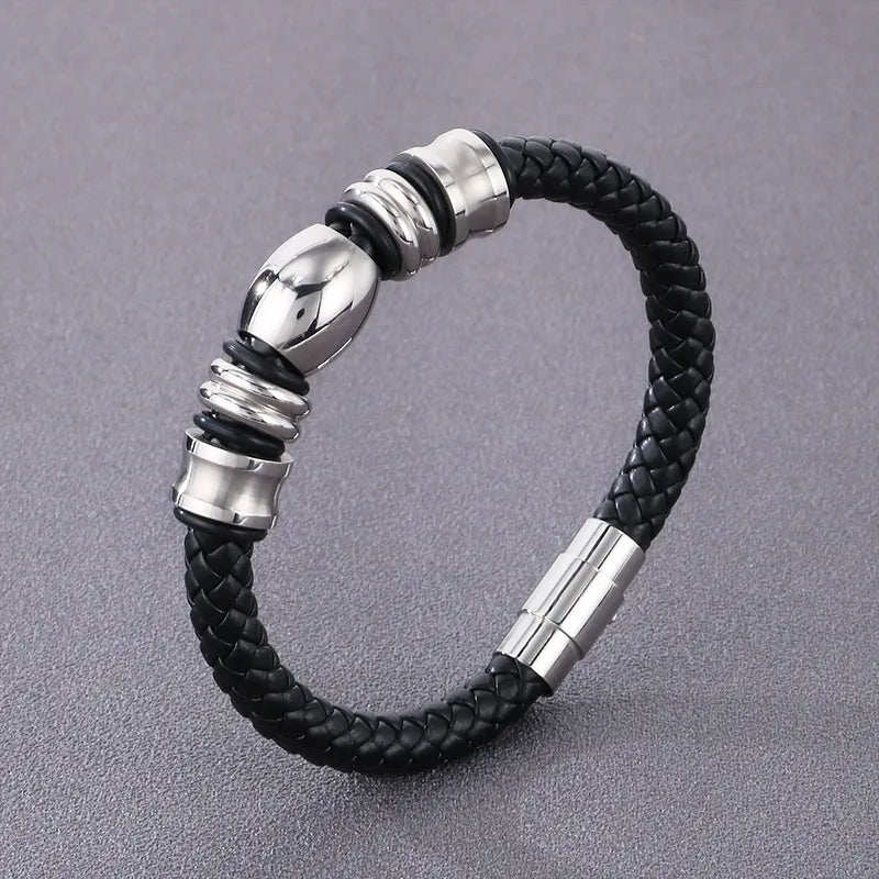 Hip-Hop Geometric Pu Leather Men'S Bracelets Necklace