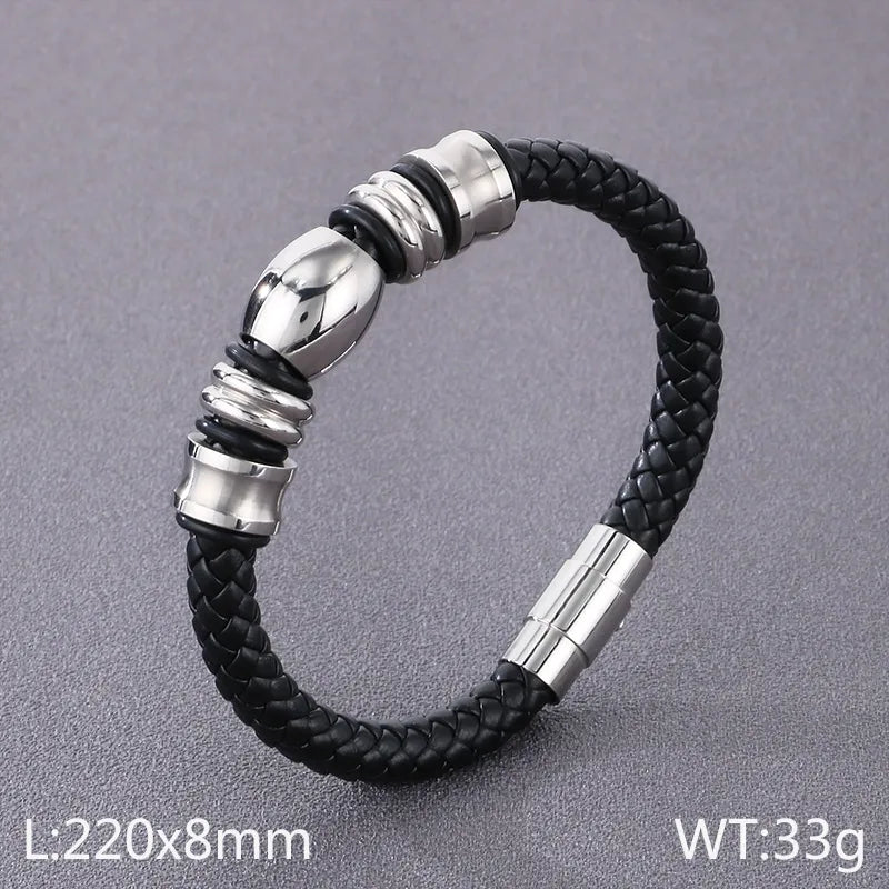 Hip-Hop Geometric Pu Leather Men'S Bracelets Necklace