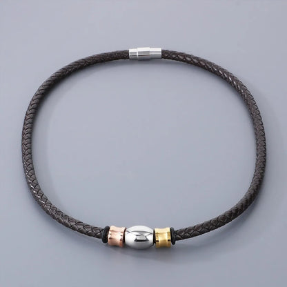 Hip-hop Geometric Pu Leather Titanium Steel Men's Bracelets Necklace