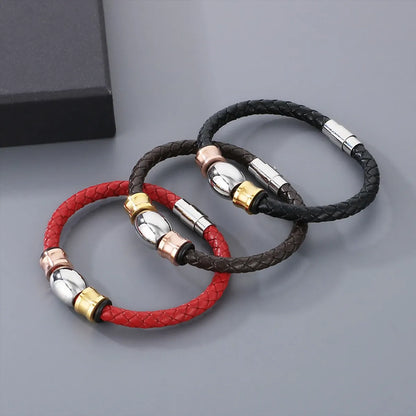 Hip-hop Geometric Pu Leather Titanium Steel Men's Bracelets Necklace