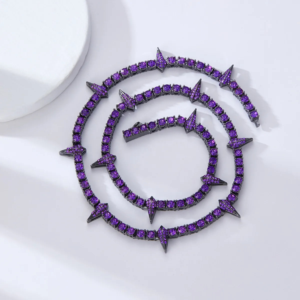 Hip-Hop Geometric Solid Color Rhinestones Alloy Wholesale Necklace