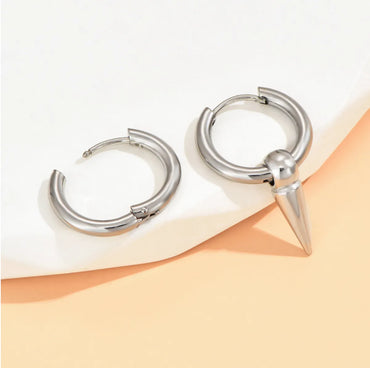 Hip-Hop Geometric Stainless Steel Asymmetrical Drop Earrings 1 Pair