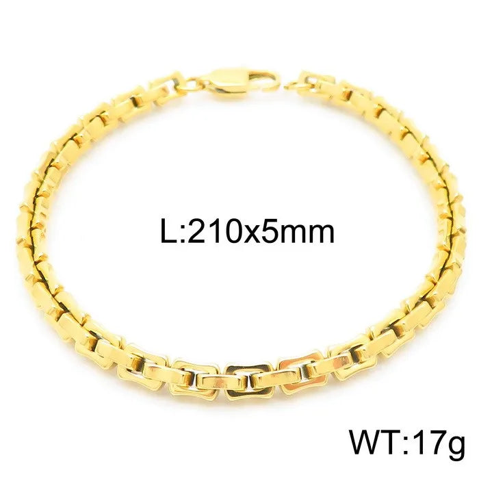 Hip-Hop Geometric Stainless Steel Plating Bracelets Necklace 1 Piece