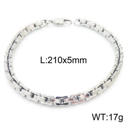 Hip-Hop Geometric Stainless Steel Plating Bracelets Necklace 1 Piece