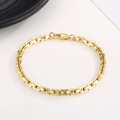 Hip-Hop Geometric Stainless Steel Plating Bracelets Necklace 1 Piece