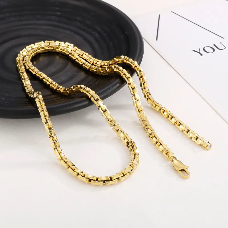 Hip-Hop Geometric Stainless Steel Plating Bracelets Necklace 1 Piece