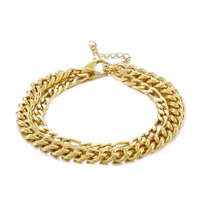 Hip-Hop Geometric Stainless Steel 18K Gold Plated Bracelets In Bulk