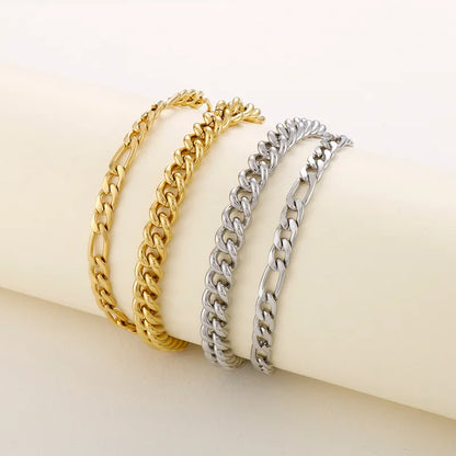 Hip-Hop Geometric Stainless Steel 18K Gold Plated Bracelets In Bulk