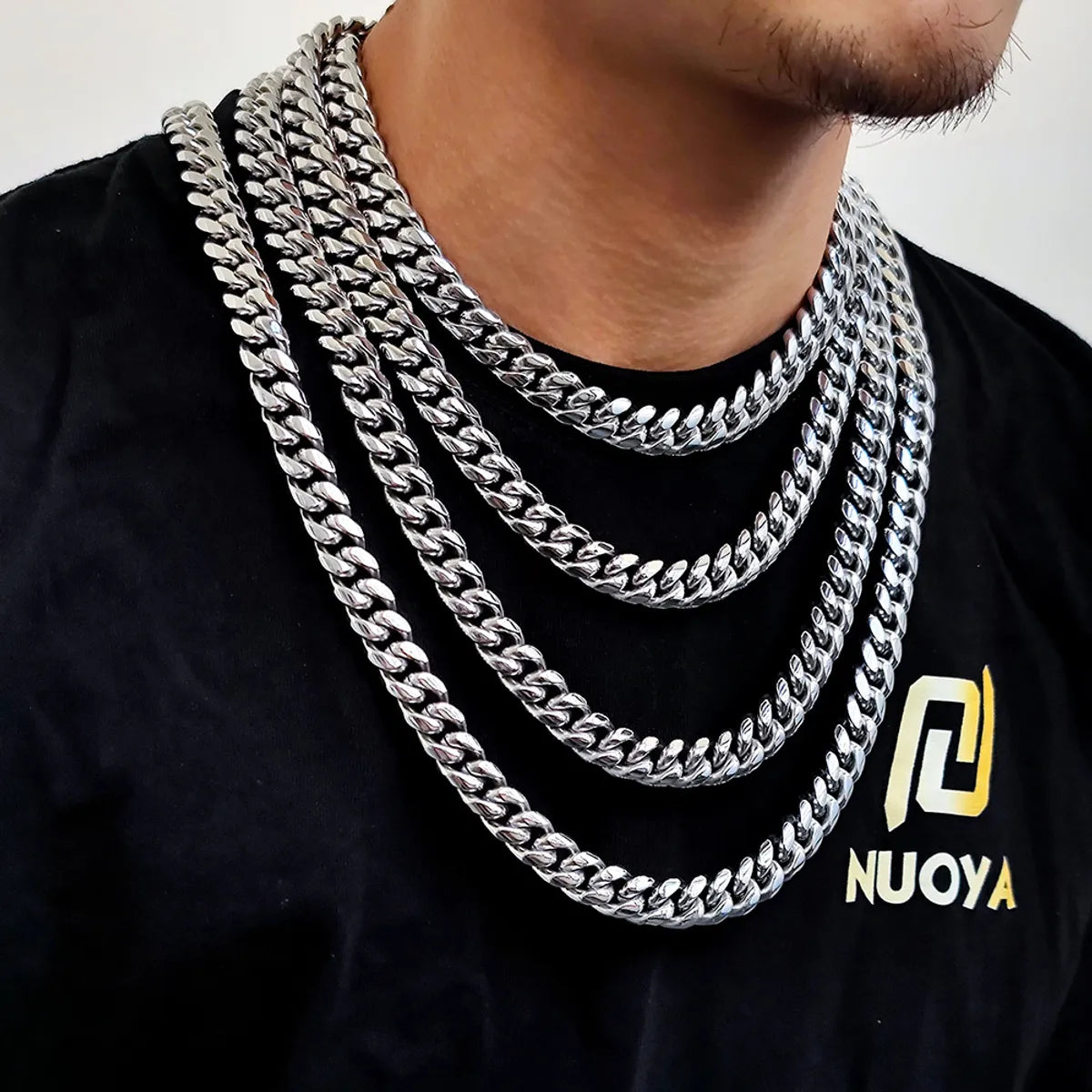 Hip-Hop Geometric Stainless Steel Plating Chain 18k Gold Plated Men'S Necklace