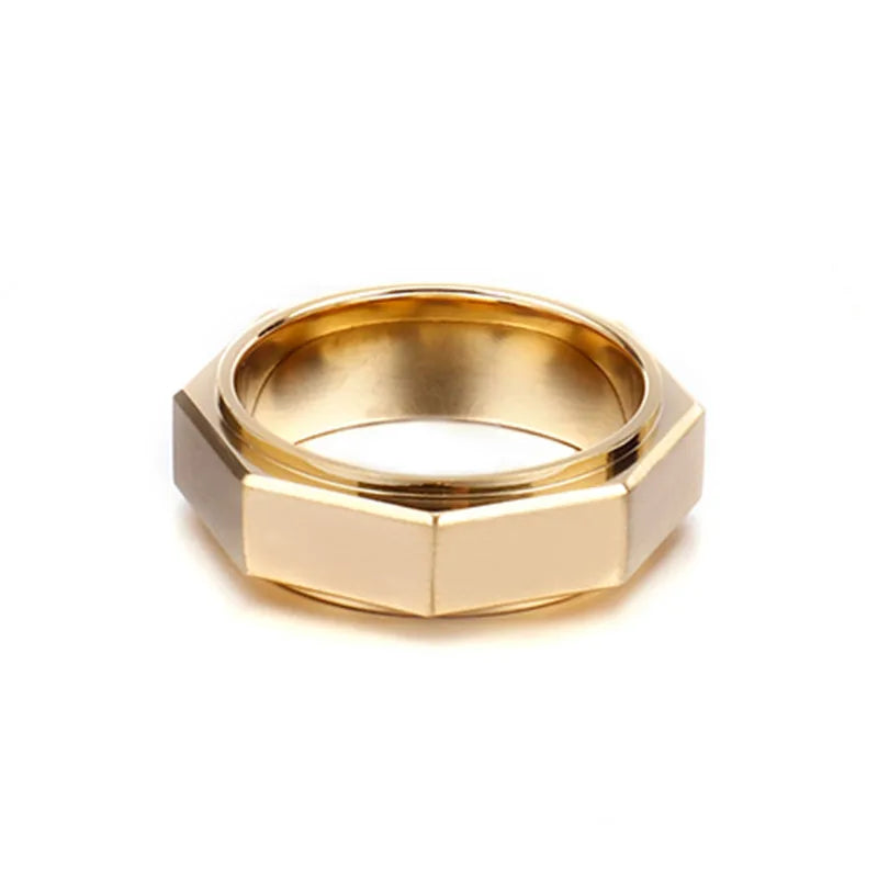 Hip-Hop Geometric Stainless Steel Plating 18K Gold Plated Men'S Rings