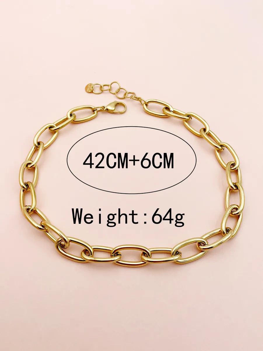 Hip-hop Geometric Stainless Steel Polishing Plating Gold Plated Necklace