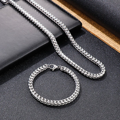 Hip-hop Geometric Titanium Steel Chain Bracelets Necklace