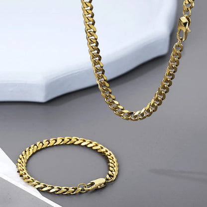 Wholesale Jewelry Hip-Hop Geometric Titanium Steel 18K Gold Plated Plating Bracelets Necklace