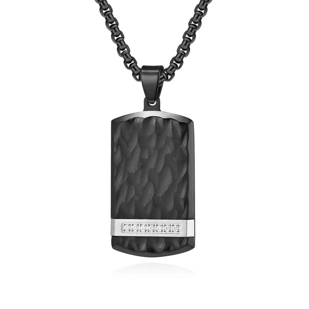 Hip-Hop Geometric Titanium Steel Plating Inlay Zircon Men'S Pendant Necklace