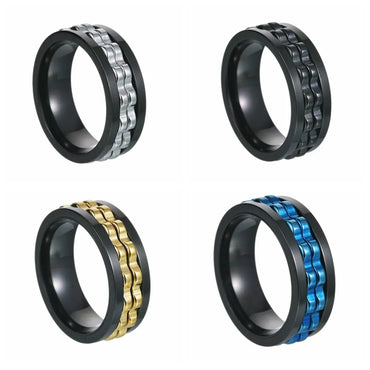 Hip-hop Geometric Titanium Steel Plating Rings