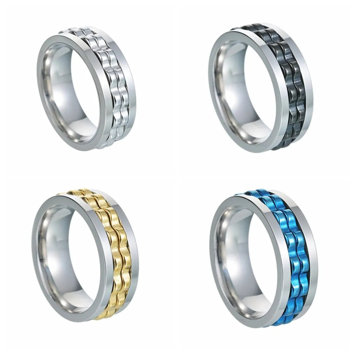 Hip-hop Geometric Titanium Steel Plating Rings