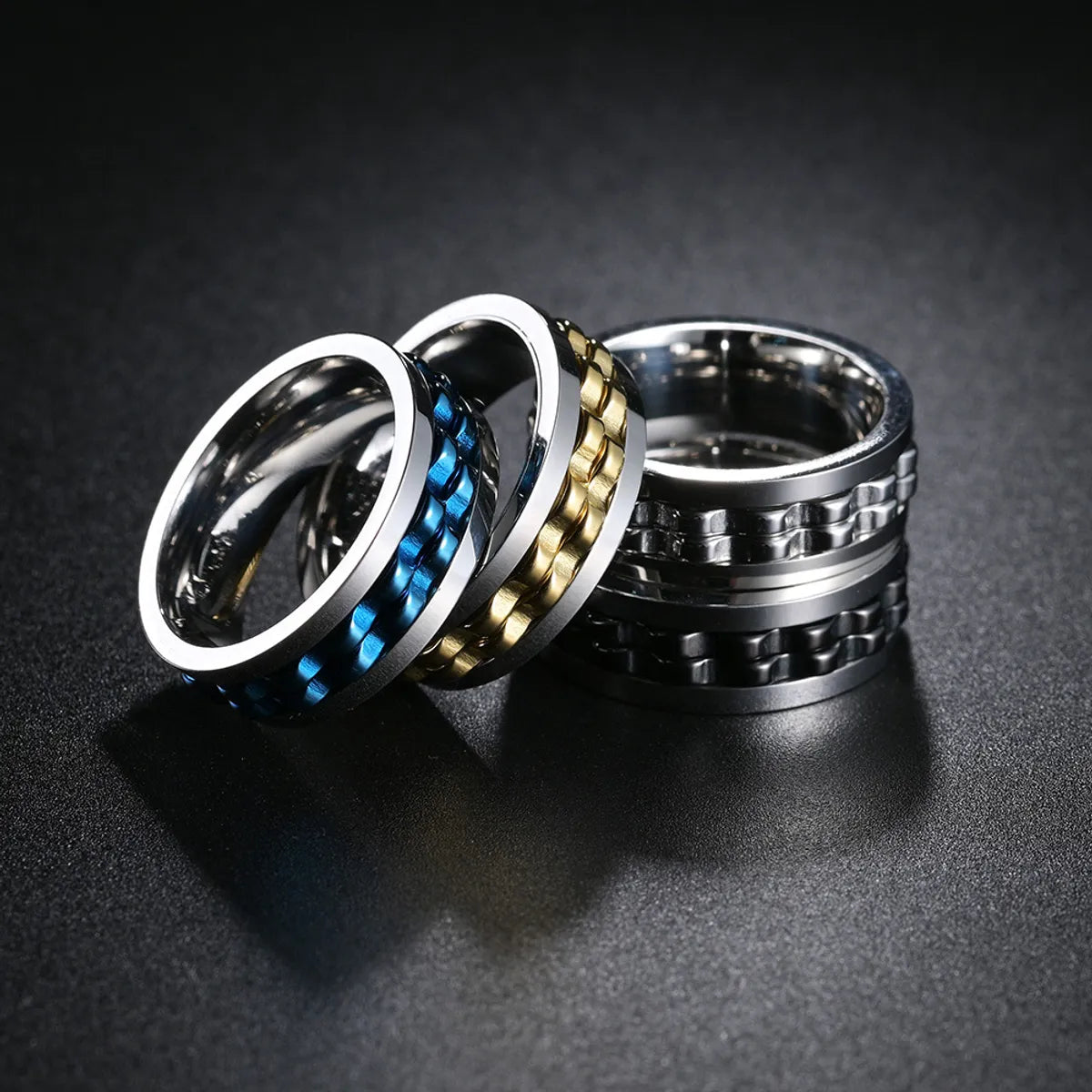 Hip-hop Geometric Titanium Steel Plating Rings