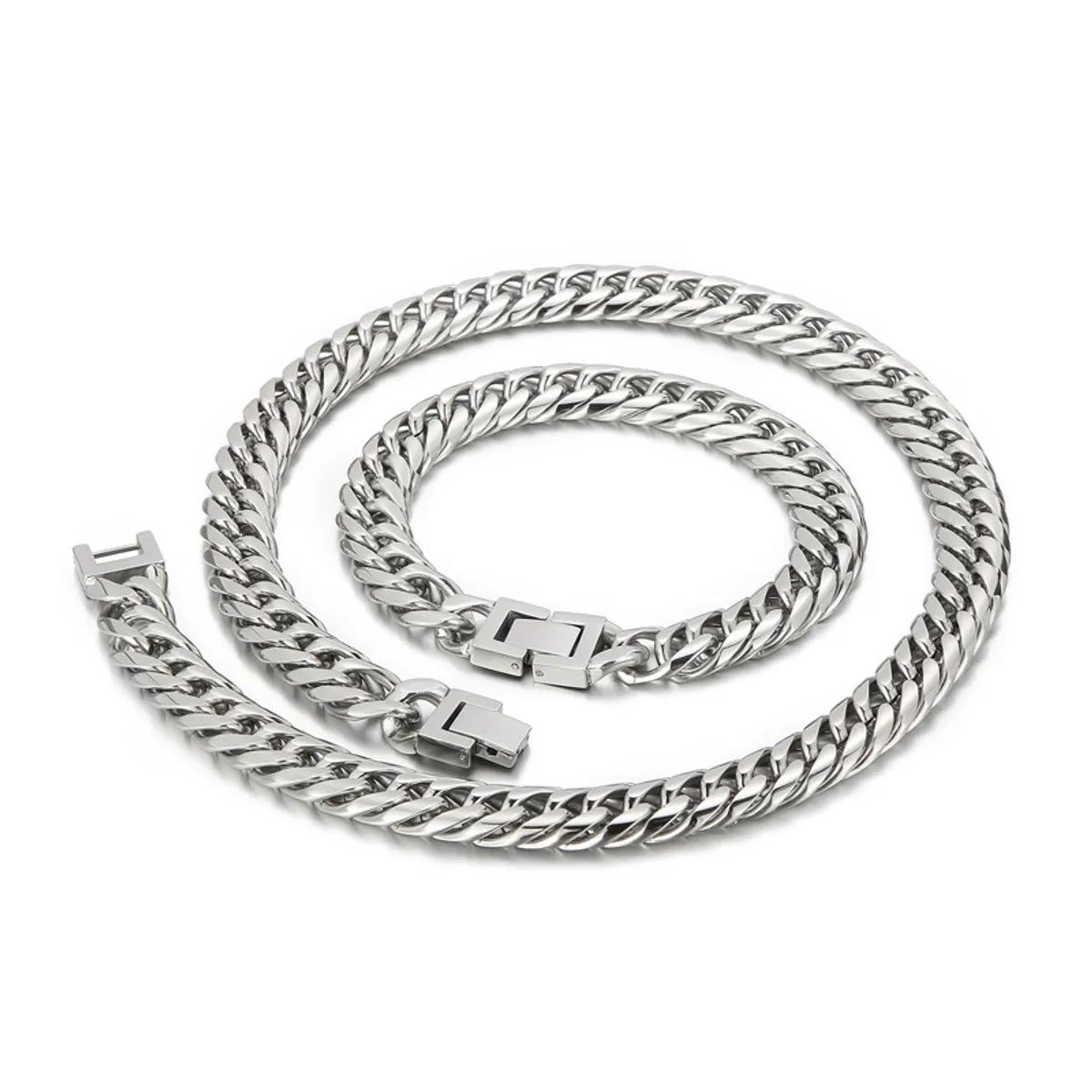 Hip-hop Geometric Titanium Steel Polishing Bracelets Necklace