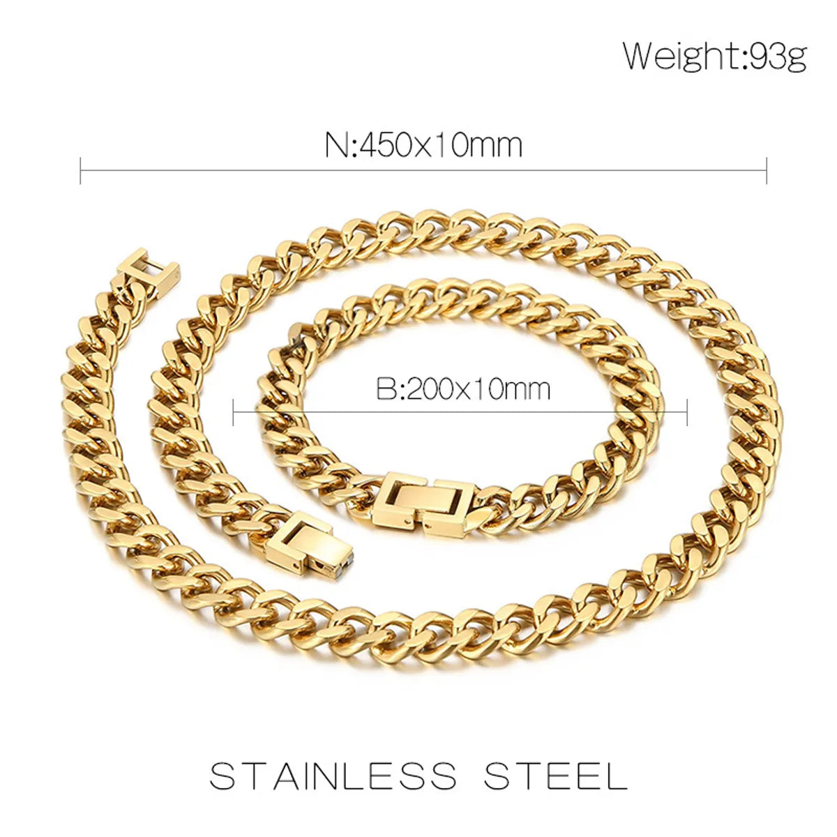 Hip-hop Geometric Titanium Steel Polishing Bracelets Necklace