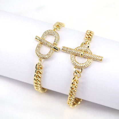 Hip Hop Gold-plated Diamond Cuban Bracelet Cross-border Cold Wind Bracelet