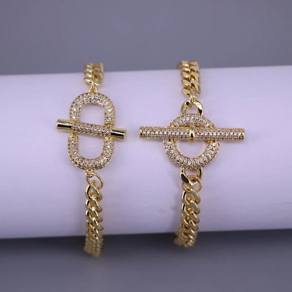 Hip Hop Gold-plated Diamond Cuban Bracelet Cross-border Cold Wind Bracelet