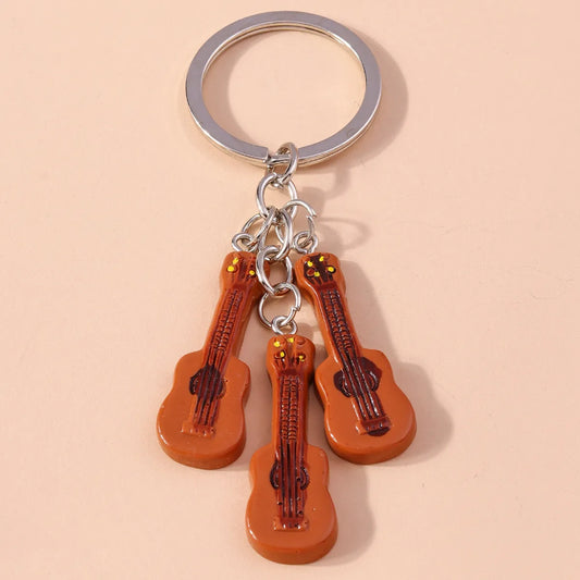 Hip-Hop Guitar Alloy Bag Pendant Keychain