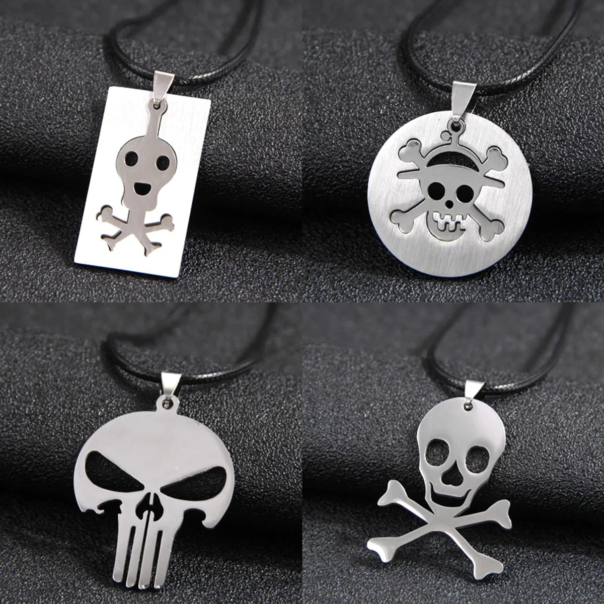 Hip-Hop Guitar Skull Stainless Steel Men'S Pendant Necklace