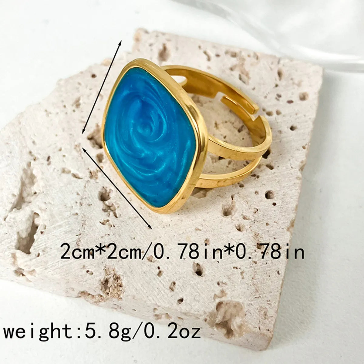 Wholesale Jewelry Hip-Hop Hawaiian Punk Geometric Heart Shape Flower 304 Stainless Steel Natural Stone Zircon 14K Gold Plated Enamel Inlay Rings