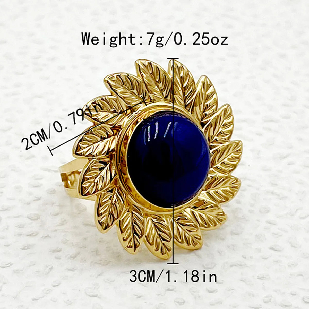 Wholesale Jewelry Hip-Hop Hawaiian Punk Geometric Heart Shape Flower 304 Stainless Steel Natural Stone Zircon 14K Gold Plated Enamel Inlay Rings