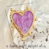 Wholesale Jewelry Hip-Hop Hawaiian Punk Geometric Heart Shape Flower 304 Stainless Steel Natural Stone Zircon 14K Gold Plated Enamel Inlay Rings