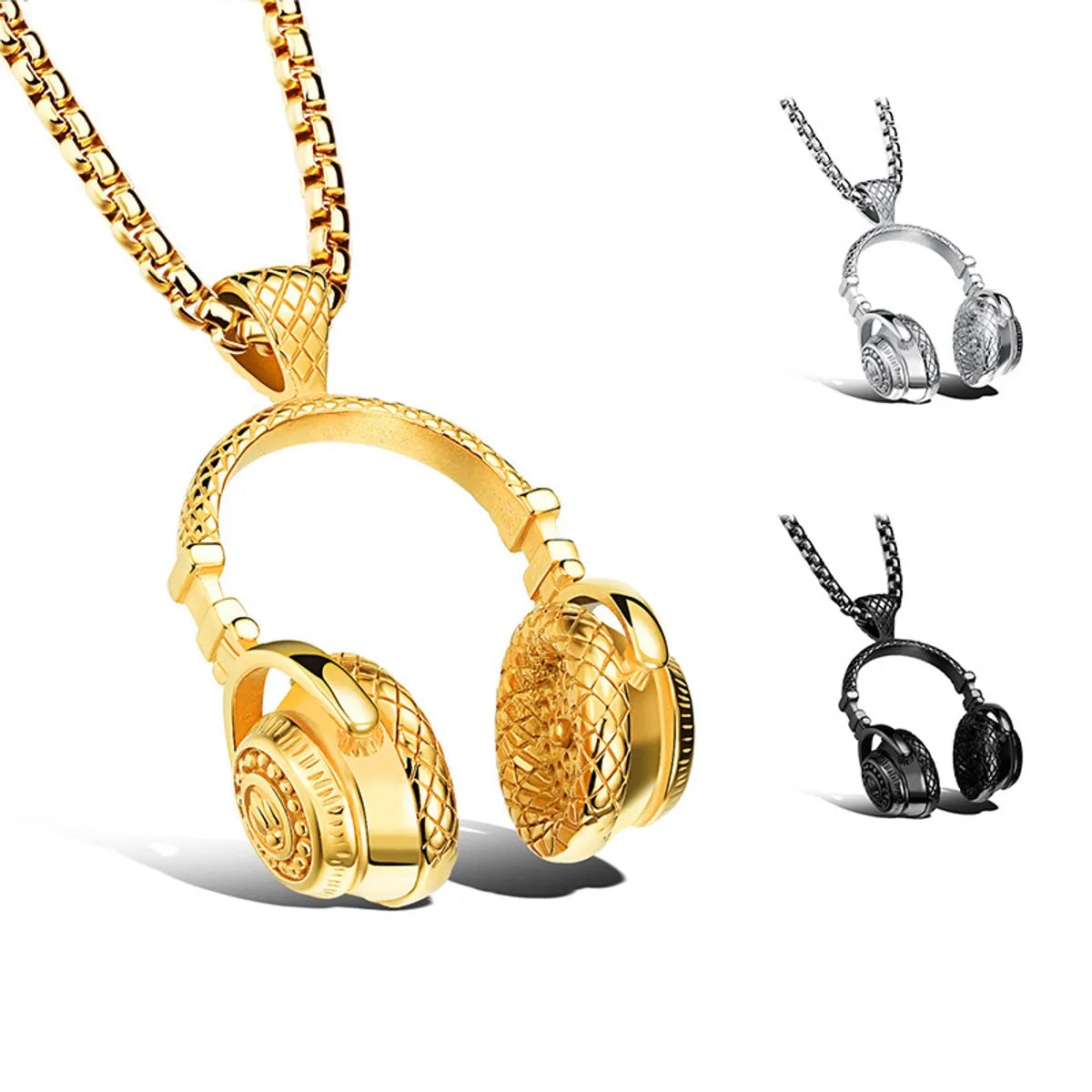 Hip-Hop Headset Stainless Steel Plating Men'S Pendant Necklace