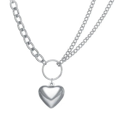 Hip-Hop Heart Shape Alloy Wholesale Layered Necklaces