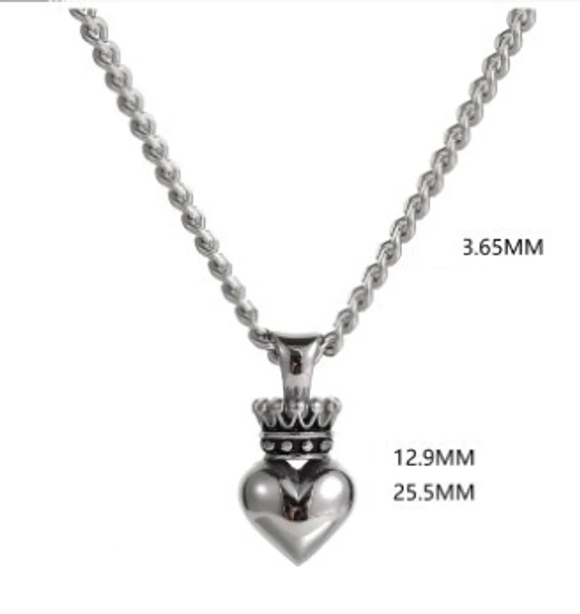 Hip-hop Heart Shape Crown Titanium Steel Pendant Necklace