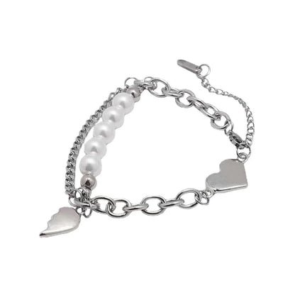 Hip-hop Heart Shape Stainless Steel Plating Gold Plated Bracelets