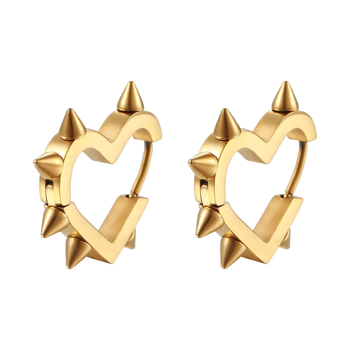 1 Pair Hip-Hop Heart Shape Plating  201 Stainless Steel 18K Gold Plated Earrings