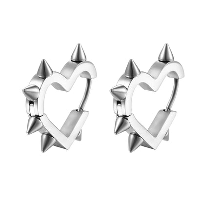 1 Pair Hip-Hop Heart Shape Plating  201 Stainless Steel 18K Gold Plated Earrings