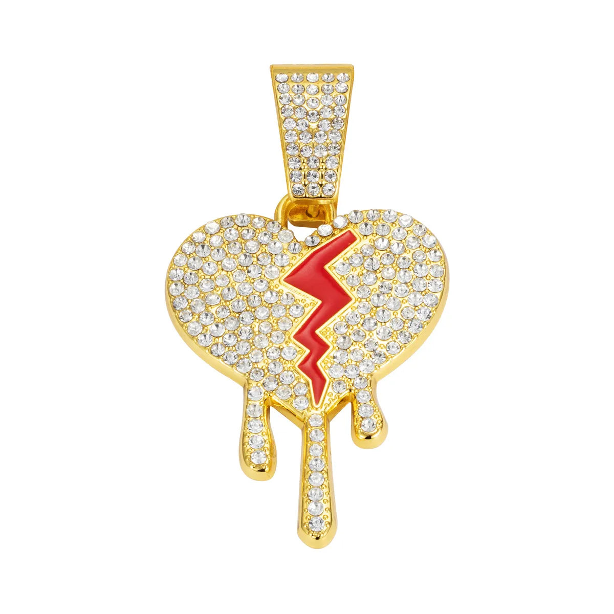 Hip-Hop Heart Shape Zinc Alloy Rhinestones Unisex Pendant Necklace